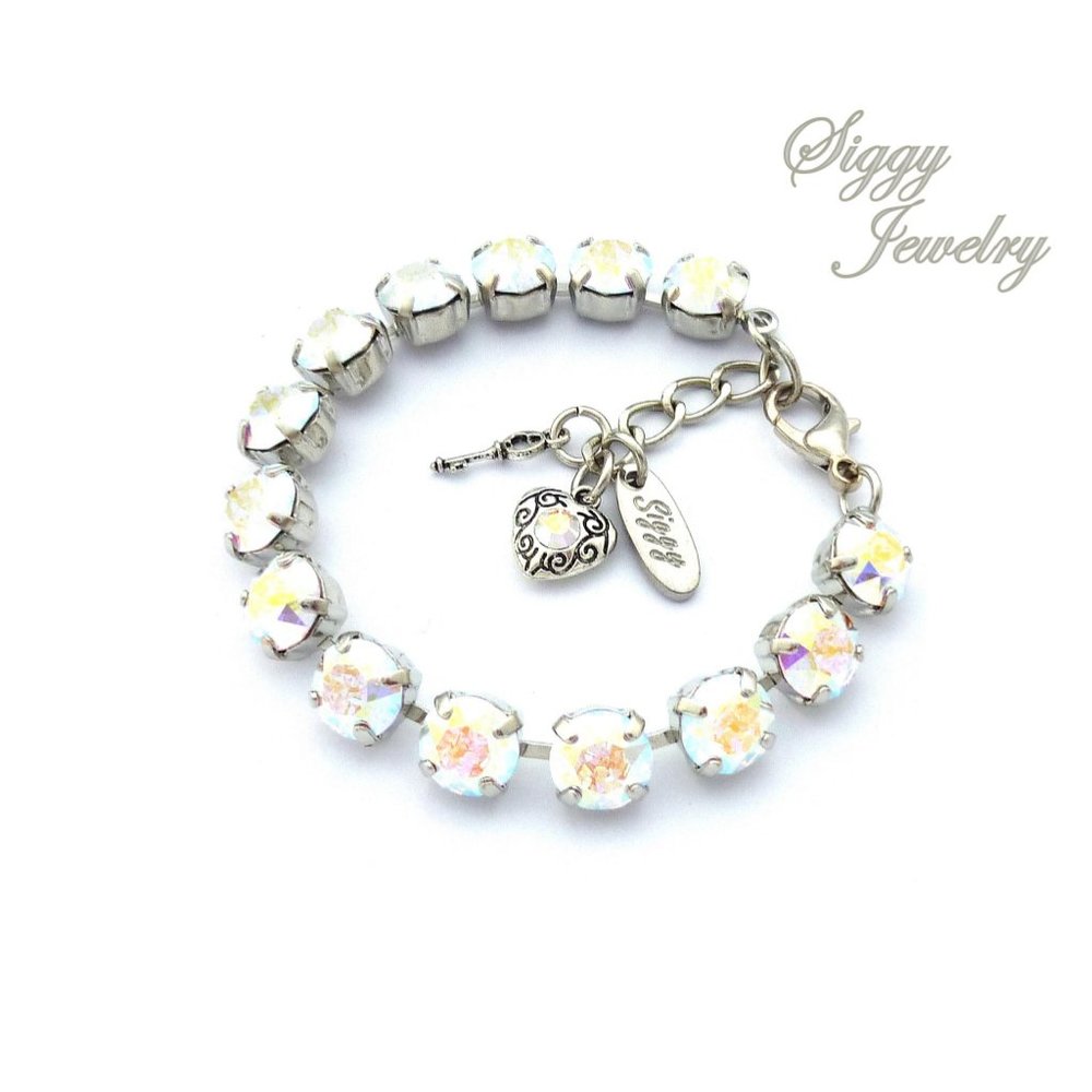 Swarovski Crystal AB Tennis Charm Bracelet - Picture 3 of 8